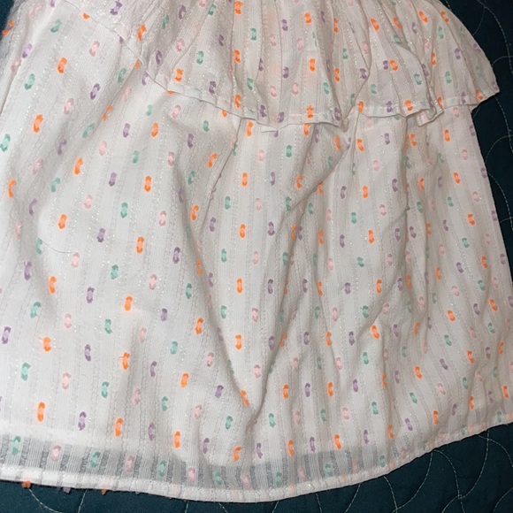 White flutter dress with silver and color details size 4t - Picture 4 of 7